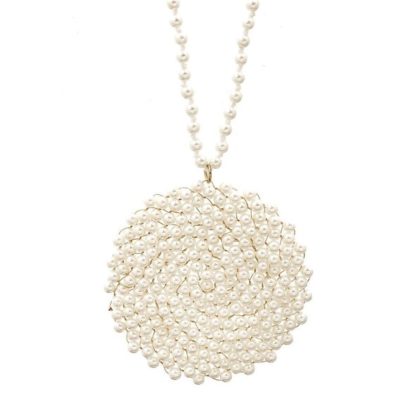 Long Pearl Circle Necklace NWT - Picture 1 of 2